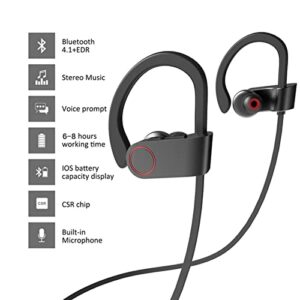 Gspmoly Bluetooth Headphones, IPX7 Waterproof Sports Earphones 10H Playtime with Mic HD Stereo Sound in-Ear Earbuds Noise Cancelling Headsets Running Workout, Compatible with Android/iOS