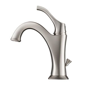 KRAUS KBF-1201SFS Arlo Single Handle Basin Bathroom Faucet with Lift Rod Drain and Deck Plate, Spot-Free All-Brite Stainless Steel