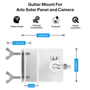 2Pack Gutter Mount Compatible with Arlo Essential Solar Panel, Arlo Pro/Arlo Pro2/Arlo Ultra/Pro3 Solar Panel, Perfect Angle to Get Adequate Sunlight for Your Arlo Solar Panel