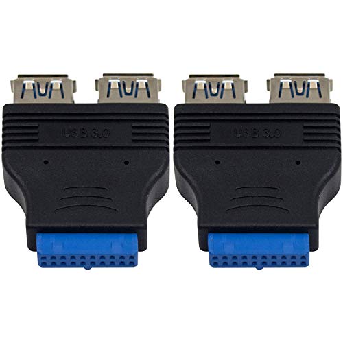 Duttek USB 3.0 Motherboard Adapter 2 Pack, Internal USB 3.0 Header Splitter Adapter, USB 3.0 Female Mount Panel to Motherboard 20pin Female for PC Motherboard Mainboard