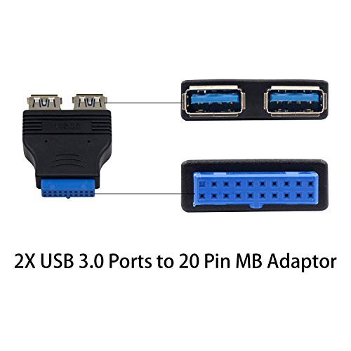 Duttek USB 3.0 Motherboard Adapter 2 Pack, Internal USB 3.0 Header Splitter Adapter, USB 3.0 Female Mount Panel to Motherboard 20pin Female for PC Motherboard Mainboard