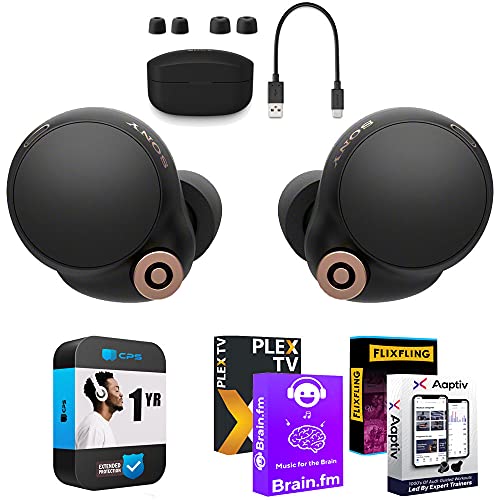 Sony WF-1000XM4 Truly Wireless Earbuds (Black) with 1-YR CPS Enhanced Protection Pack Bundle