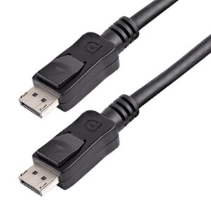 startech.com 10 ft displayport 1.2 cable with latches – 4k x 2k (4096 x 2160) @ 60hz – dpcp & hdcp – male to male dp video monitor cable (displport10l),black