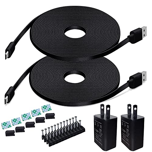20FT Power Extension Cable Charger for Blink Outdoor,Blink XT2/XT,Wyze Cam V3,WyzeCam Outdoor,Arlo Essential,Eufy,KasaCam,Yi Camera,Weatherproof Charging Cord with Adapter for Security Cam 2Pack,Black