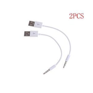 VizGiz 2 Pack for iPod Shuffle Charger Cable USB Data Sync Charging Cord Replacement Jack 3.5mm Male AUX Plug to USB Male Adapter for Apple iPod Shuffle 3/4/5/6/7 Gen 3rd 4th 5th Generation MP3/MP4