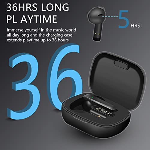 CABLE4U Wireless Earbuds, 40H Playtime Bluetooth Earphones Touch Control for iPhone & Android, IPX7 Waterproof Wireless Bluetooth Earbuds with LED Display Mic Earphone in-Ear for Work Sports Travel