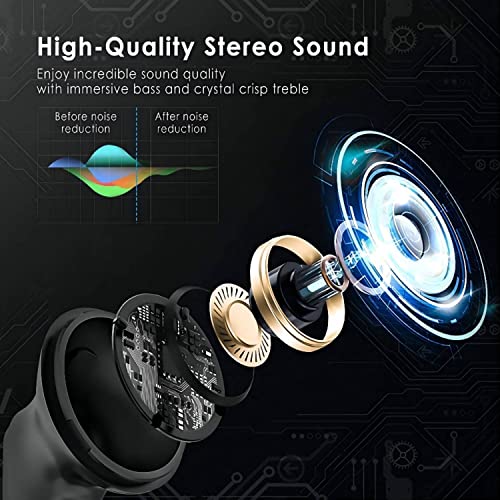 CABLE4U Wireless Earbuds, 40H Playtime Bluetooth Earphones Touch Control for iPhone & Android, IPX7 Waterproof Wireless Bluetooth Earbuds with LED Display Mic Earphone in-Ear for Work Sports Travel