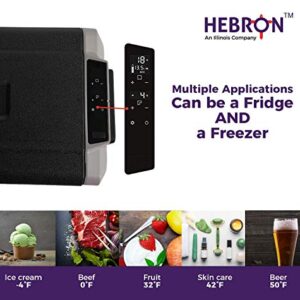 Hebron 33 Quart Dual Zone Portable Refrigerator/Freezer for Camping Fishing and Travel - 12/24 Volt DC Mini Chest Cooler for Vans Campers RVs and Boats