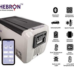 Hebron 33 Quart Dual Zone Portable Refrigerator/Freezer for Camping Fishing and Travel - 12/24 Volt DC Mini Chest Cooler for Vans Campers RVs and Boats