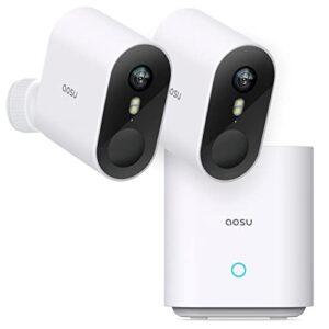 aosu security cameras wireless outdoor, 2k hd home security system with 166° ultra-wide view, 365-day battery life, night vision, ip67, no monthly fee, work with alexa, google assistant