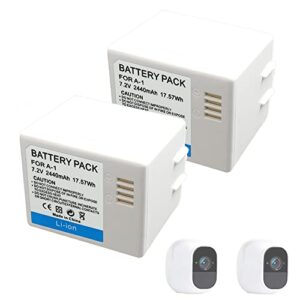 borteng replacement batteries for arlo pro/pro 2(vma4400) camera, rechargeable 7.2v 2440mah 17.75wh upgraded batteries 2 pack (for pro/pro 2)
