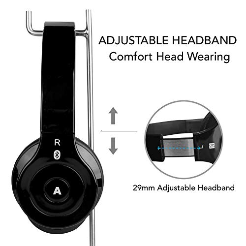 Alpha Digital BH-530-B Bluetooth Headphone with Soft Fit Ear Covers, Built-In Microphone, Black