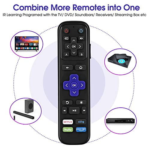 Sofabaton R2 Universal Remote Replacement for Roku, Infrared Remote Replacement for TVs/DVD/Blu-ray/Streaming Box and more, 13 Extra Learning Buttons with Power Volume/Mute/Button (NOT for Roku Stick)