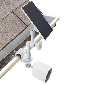 alertcam 2-in-1 weatherproof gutter mount for arlo solar panel and arlo pro/arlo pro 2/arlo pro 3/arlo pro 4/arlo ulra security camera, perfect angle to get adequate sunlight – white