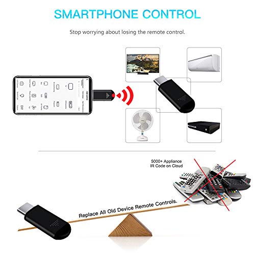 R09 Mini Smartphone IR Remote Controller Adapter for iOS Smart Phone Mini Infrared Universal Control All in One Air Conditioner/TV/DVD/STB (Black-Lightning)