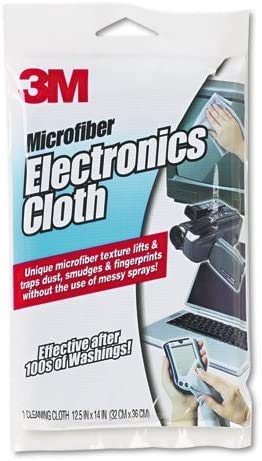 3M Products - 3M - Microfiber Electronics Cleaning Cloth, 12.5 x 14.1, White - Sold As 1 Each - Keeps computers, monitors, TV screens, CD/DVD players and other electronic devices free from dust and smudges. - Safe to use on virtually any surface in the ho