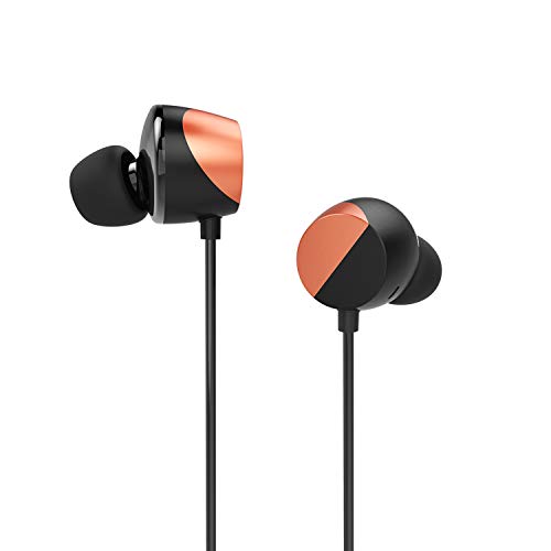 TUNAI Drum Hi-Resolution Audiophile in-Ear Earbud Headphones – Powerful Bass and Lively Sound Stage with Improved Noise Isolation; Comfortable for Workout, Running and Great for Gaming (Shine Orange)