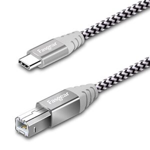 fasgear 1m type c to usb b midi cable nylon braided printer scanner cord with metal connector compatible with aio, hp, canon, printers and more (3ft, gray)