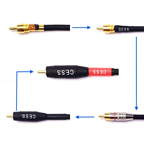 CESS-075-1f Heavy Duty Waterproof Phono RCA Male to Male Patch Cable (1 FT)