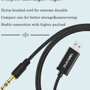 USB to 3.5mm Aux Cable, DUKABEL USB to 3.5mm Jack Cord for PC PS4 PS5 USB2.0 to 1/8’’ Male Auxiliary Audio Cable for Headphone Speaker(8FT/2.4 Meter) Do Not Work for TV Car PS3 Truck Amplifier