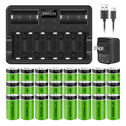 Taken Arlo Rechargeable Batteries, 24 Pack 3.7V 750mAh Recharged Battery with 8-Ports Charger for Arlo Cameras (VMC3030/VMK3200/VMS3330/3430/3530), Flashlight, Microphone