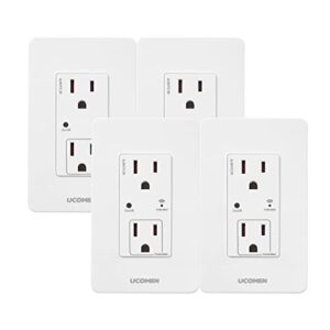 ucomen smart power wall outlets wifi sockets w/ 2 plug outlets remote controller compatible with alexa, google home requires 2.4 ghz wi-fi,4 pcs