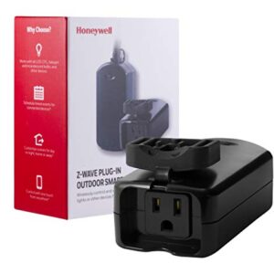 Honeywell UltraPro Z-Wave Plus Outdoor Switch, Single Outlet Plug-In | Weather-Resistant for Outside Lighting | ZWave Hub Required - Alexa and Google Assistant Compatible, 39346