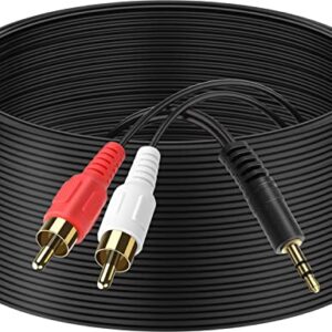 PASOW 3.5mm Stereo Male to 2RCA Male (Right and Left) RCA Audio Cable (100 Feet)