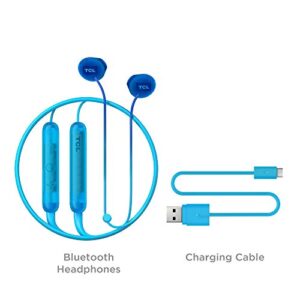 TCL SOCL200BT Wireless Earbuds Bluetooth Headphones with 12.2mm Speaker Drivers for Rich Bass and Clear Sound, Built-in Mic - Ocean Blue