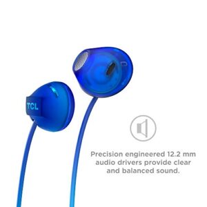 TCL SOCL200BT Wireless Earbuds Bluetooth Headphones with 12.2mm Speaker Drivers for Rich Bass and Clear Sound, Built-in Mic - Ocean Blue