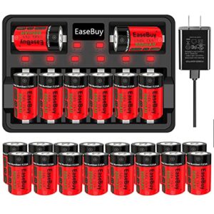 Arlo Batteries Rechargeable, 16-Pack 800mAH NiMH 123A Batteries Rechargeable and CR123A Charger for Arlo VMS3130 VMC3030 VMK3200 VMS3330 3430 3530 Cameras, Alarm System, Flashlight