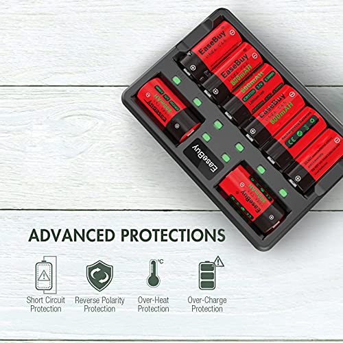 Arlo Batteries Rechargeable, 16-Pack 800mAH NiMH 123A Batteries Rechargeable and CR123A Charger for Arlo VMS3130 VMC3030 VMK3200 VMS3330 3430 3530 Cameras, Alarm System, Flashlight