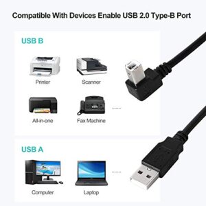 Right Angle Printer Cable USB2.0 A Male Plug to Right Angle USB B Male A/B M/M Printer Scanner Cable 12 Inch(30CM)