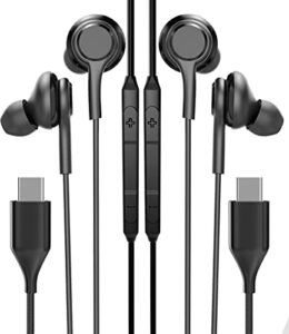 usb c headphone wired with microphone type(2pack)kid school in earbud running earphone chromebook computer headset compatible for samsung galaxy s20 21 fe ultra note10 pad pro lg oneplus google pixel