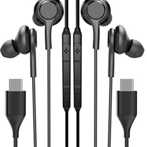 USB C Headphone Wired With Microphone Type(2pack)Kid School in Earbud Running Earphone Chromebook Computer headset Compatible for Samsung Galaxy S20 21 FE Ultra Note10 pad Pro LG oneplus Google pixel