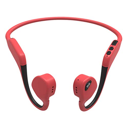 Open Ear Wireless Sport Bluetooth Headphones with Mic, Headset Earphone, Long Battery and Ultra-Lightweight (RED)