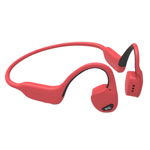 Open Ear Wireless Sport Bluetooth Headphones with Mic, Headset Earphone, Long Battery and Ultra-Lightweight (RED)