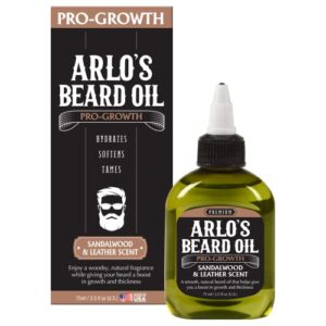 arlo’s pro growth beard oil – sandalwood leather scent 2.5 oz. – promotes beard hair growth