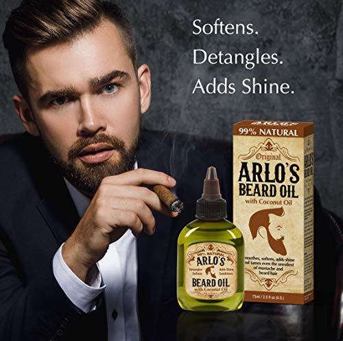 Arlo's Pro Growth Beard Oil - Sandalwood Leather Scent 2.5 oz. - Promotes Beard Hair Growth