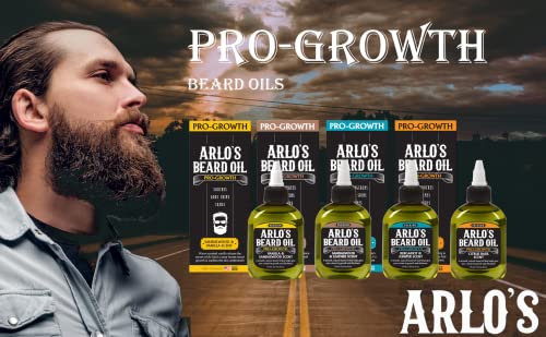 Arlo's Pro Growth Beard Oil - Sandalwood Leather Scent 2.5 oz. - Promotes Beard Hair Growth