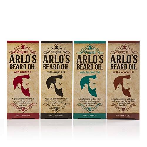 Arlos Beard Oil Includes - Argan Tea Tree Vitamin E and Coconut (4 Pack)