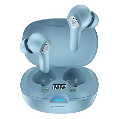 PHOINIKAS Wireless Earbuds, Q16 Bluetooth in Ear Headphones with Active Noise Cancelling Mic, Touch Control, IPX4 Waterproof Bluetooth 5.0 Stereo Music Earphones for Phone - Sierra Blue