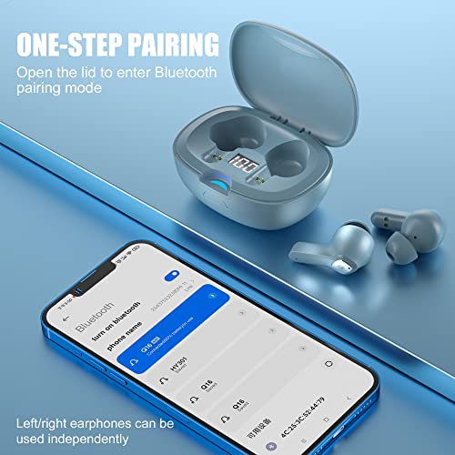 PHOINIKAS Wireless Earbuds, Q16 Bluetooth in Ear Headphones with Active Noise Cancelling Mic, Touch Control, IPX4 Waterproof Bluetooth 5.0 Stereo Music Earphones for Phone - Sierra Blue