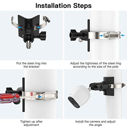 Universal Pole Mounting Bracket for Arlo Pro 2/Arlo Pro 3/4/Arlo Ultra/Arlo Essential/Wyze Cam Outdoor/eufyCam 2,Koroao Outdoor Wall Mount - Stable Multifunctional Winding Installation(1Pack,Black)