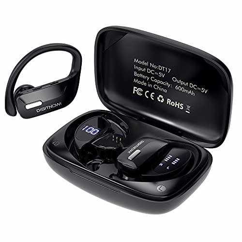 DIGITNOW Wireless Earbuds Bluetooth LKLLL 5.0 Headphones 48 Hours Playback Sports Earphones with LED Display Built-in Mic Deep Bass Stereo In-Ear Waterproof Earphones for Exercise Game Running