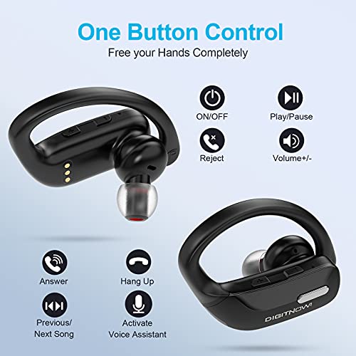 DIGITNOW Wireless Earbuds Bluetooth LKLLL 5.0 Headphones 48 Hours Playback Sports Earphones with LED Display Built-in Mic Deep Bass Stereo In-Ear Waterproof Earphones for Exercise Game Running