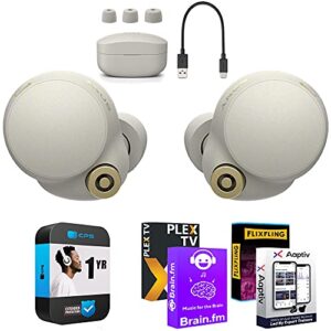 sony wf-1000xm4 truly wireless earbuds (silver) with 1-yr cps enhanced protection pack bundle