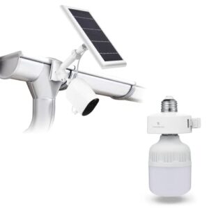 Wasserstein Bundle - Bulb Socket with Arlo Charging Cable & White Gutter Mount for Security Camera and Solar Panel Compatible with Arlo Ultra/Ultra 2, Arlo Pro 3/Pro 4 (Camera NOT Included)