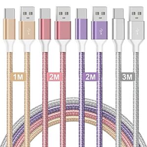 usb c cable,1m/2m/2m/3m 4pack charging cable usb c 3.1a fast charging cable nylon long usb type c cable for samsung galaxy s22 ultra s21 s20 s10 s9 s8 plus,redmi,sony google pixel