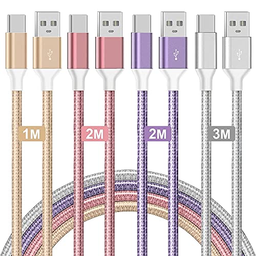 USB C Cable,1M/2M/2M/3M 4pack Charging Cable USB C 3.1A Fast Charging Cable Nylon Long USB Type C Cable for Samsung Galaxy S22 Ultra S21 S20 S10 S9 S8 Plus,Redmi,Sony Google Pixel